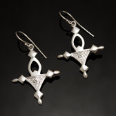 Bijoux Touareg Ethniques Boucles d'oreilles en Argent 161 Croix du Sud de Bagazen Niger Style Ajoures