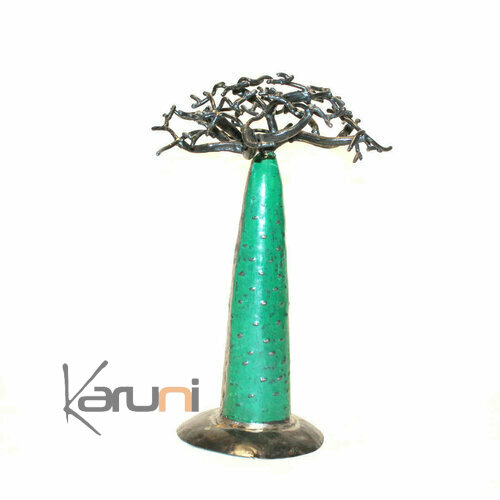 Arbre porte bijoux - design Baobab métal recyclé Madagascar Vert