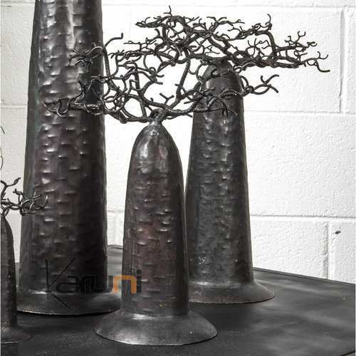 Arbre porte-bijoux design Baobab rond 35 cm métal recyclé Madagascar