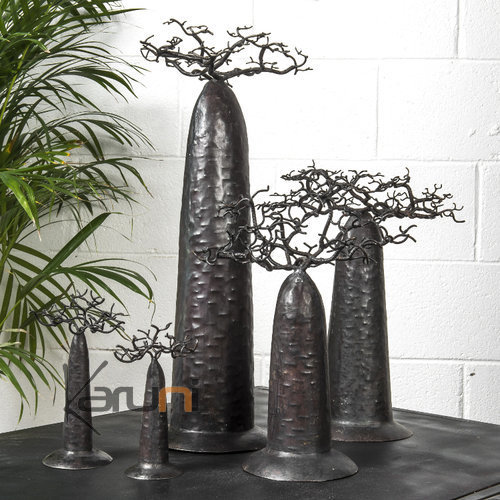 Arbre  bijoux porte-bijoux design Baobab rond 40 cm mtal recycl Madagascar e