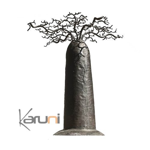 Arbre porte-bijoux design Baobab rond 35 cm métal recyclé Madagascar